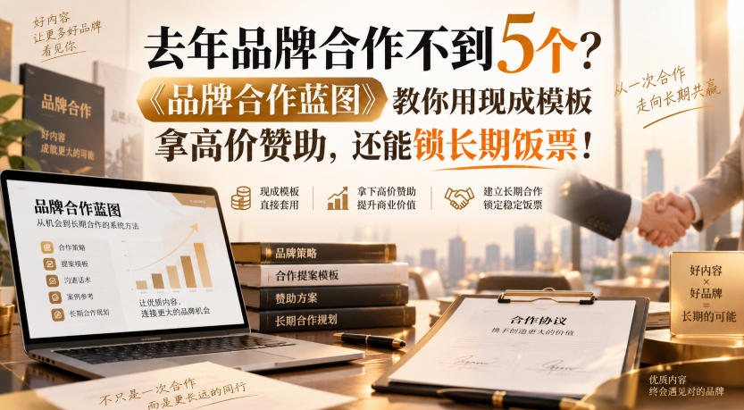去年品牌合作不到5个？《品牌合作蓝图》教你用现成模板拿高价赞助，还能锁长期饭票！【原创双语字幕】-选优云网创