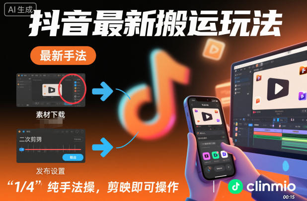 抖音最新搬运玩法，纯手法操作，剪映即可操作-选优云网创