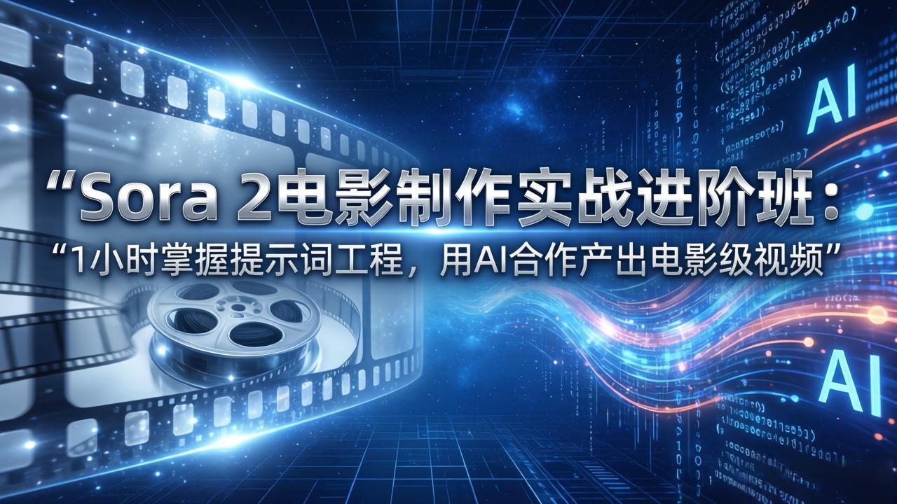Sora 2电影制作实战进阶班:1小时掌握提示词工程,用AI合作产出电影级视频-选优云网创