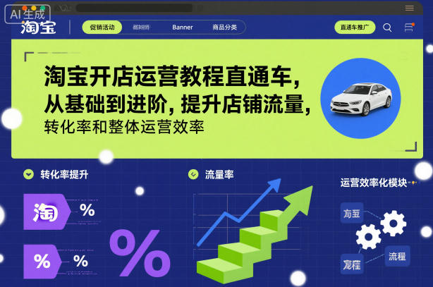 淘宝开店运营教程直通车，从基础到进阶，提升店铺流量，转化率和整体运营效率（更新26年4月10日）-选优云网创