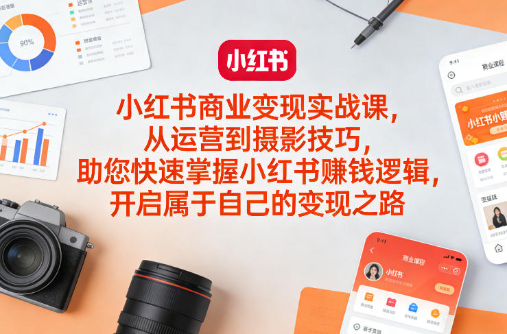 小红书商业变现实战课，从运营到摄影技巧，助您快速掌握小红书賺钱逻辑，开启属于自己的变现之路-选优云网创