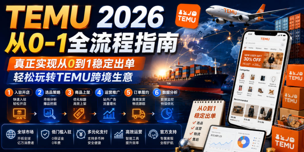 TEMU 2026从0-1全流程指南，真正实现从0到1稳定出单，轻松玩转TEMU跨境生意-选优云网创