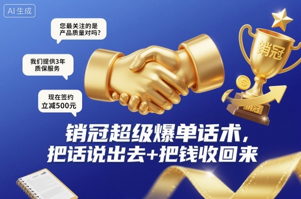 销冠超级爆单话术，把话说出去+把钱收回来-选优云网创