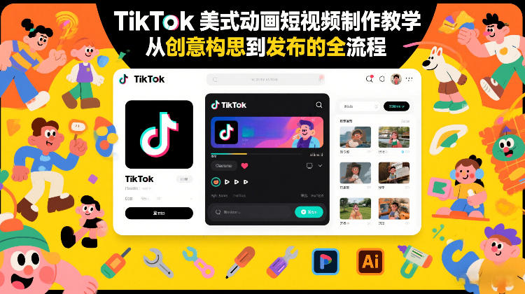 TikTok美式动画短视频制作教学，从创意构思到发布的全流程-选优云网创