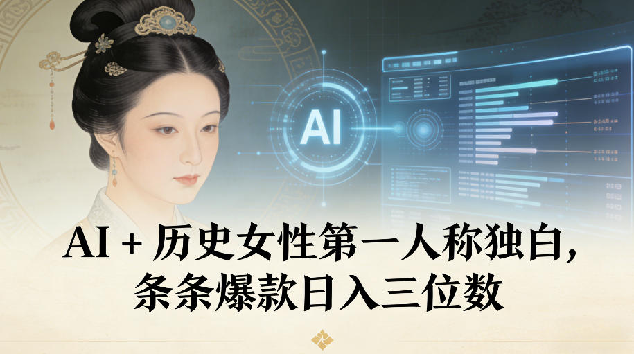 AI+历史女性第一人称独白，条条爆款日入三位数-选优云网创