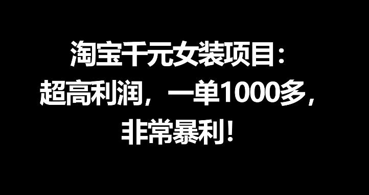 淘宝千元女装项目：超高利润，一单1000多，非常暴利-选优云网创