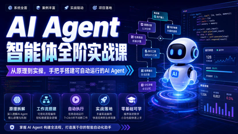 AI Agent智能体全阶实战课，从原理到实操，手把手搭建可自动运行的AI Agent-选优云网创