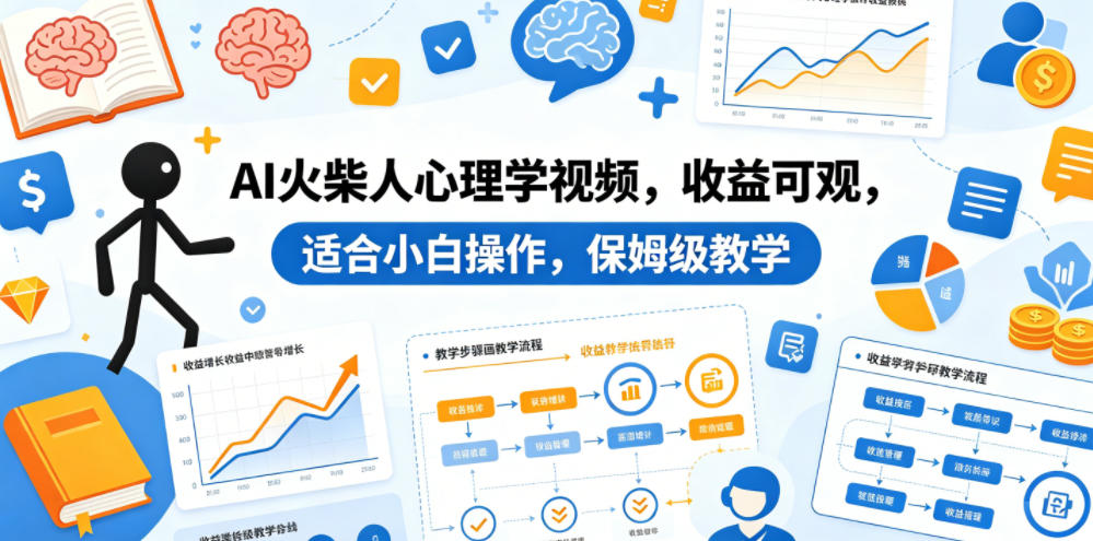 AI火柴人心理学视频,收益可观,适合小白操作,保姆级教学-选优云网创