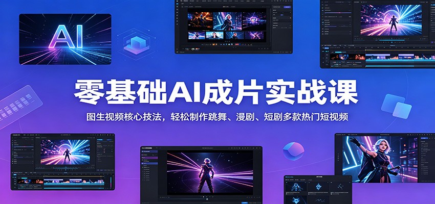 零基础AI成片实战课：图生视频核心技法，轻松制作跳舞、漫剧、短剧多款热门短视频-选优云网创