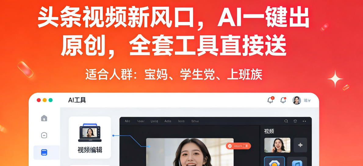 头条视频新风口，AI一键出原创，全套工具直接送，人人可做，有手就行【揭秘】-选优云网创
