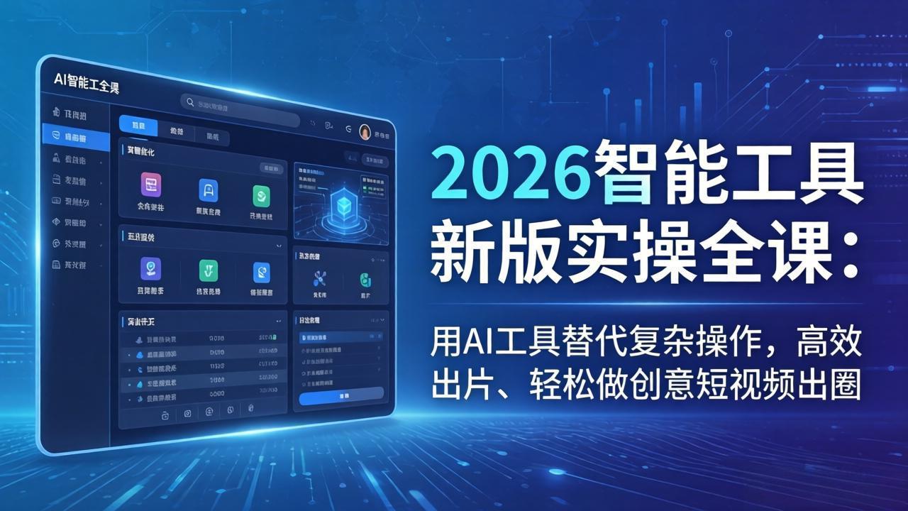 2026智能工具新版实操全课：用AI工具替代复杂操作，高效出片、轻松做创意短视频出圈-选优云网创