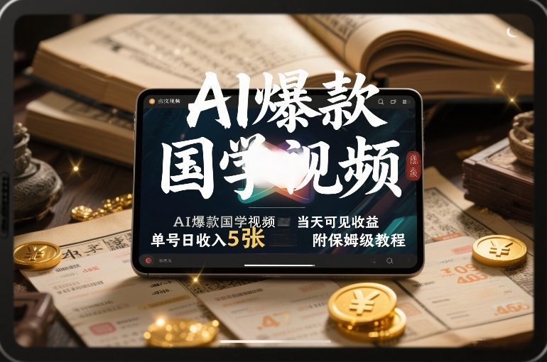 AI爆款国学视频，独家起号方法，小白直接上手，当天可见收益，单号日收入5张+附保姆级教程-选优云网创