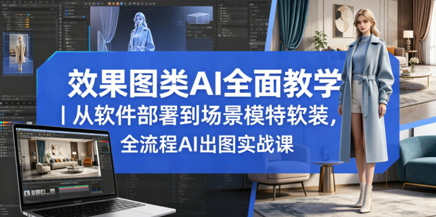 效果图类AI全面教学｜从软件部署到场景模特软装，全流程AI出图实战课-选优云网创