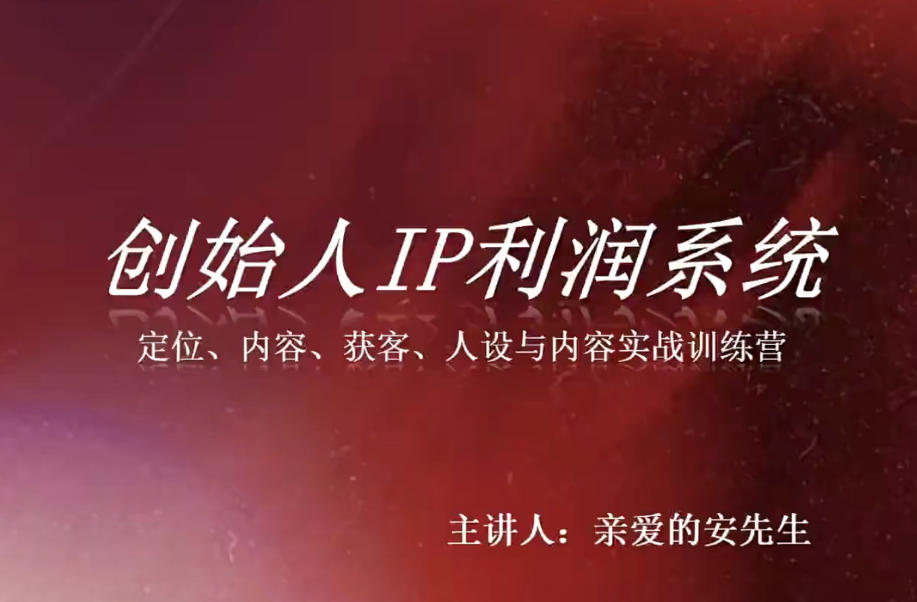 创始人IP利润系统8月训练营，定位、内容、获客、人设与内容实战训练营-选优云网创