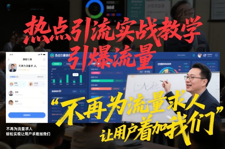 热点引流实战教学，引爆流量，不再为流量求人，轻松实现让用户求着加我们-选优云网创