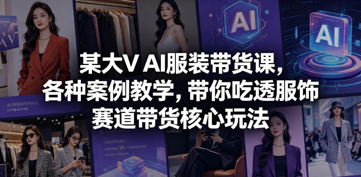 某大V AI服装带货课,各种案例教学,带你吃透服饰赛道带货核心玩法-选优云网创