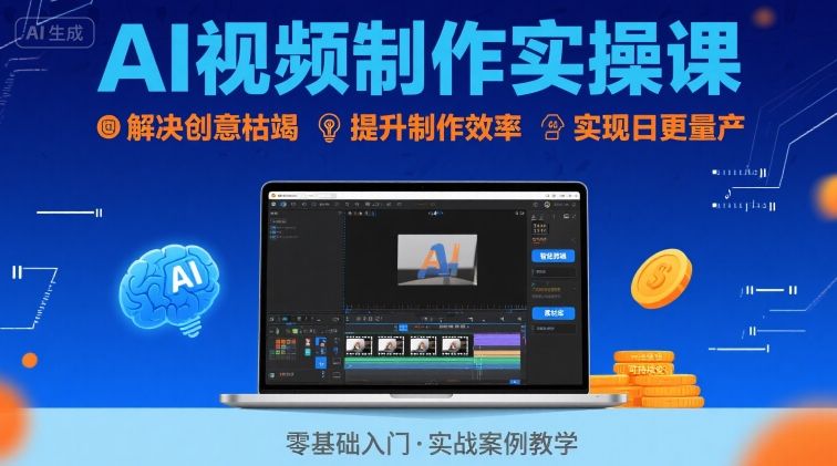 Ai视频制作实操课，解决创意枯竭、效率低下痛点，实现日更量产可持续变现(更新26年3月)-选优云网创