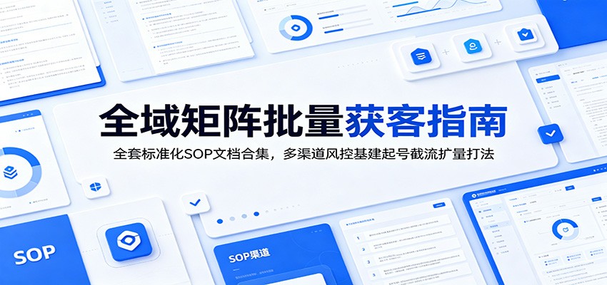 全域矩阵批量获客指南：全套标准化SOP文档合集，多渠道风控基建起号截流扩量打法-选优云网创