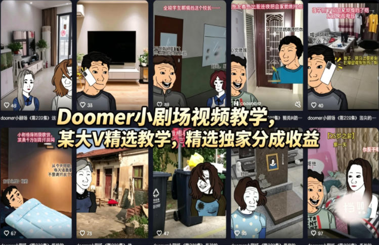 Doomer小剧场视频教学，某大V精选教学，精选独家分成收益-选优云网创