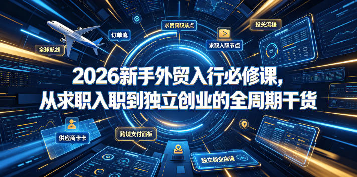 2026新手外贸入行必修课，从求职入职到独立创业的全周期干货-选优云网创