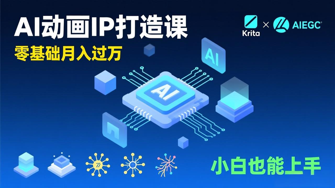 AI动画新手变现课，Krita+AIGC、模型训练、商单资源，零基础月入过万，小白也能上手-选优云网创