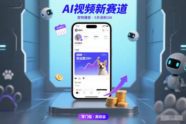 AI视频新赛道，宠物播客仅注册5天涨粉2W，收益非常可观-选优云网创