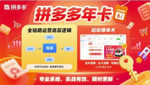拼多多年卡，拼多多全链路运营底层逻辑，超级爆单术【更新26年6月】-选优云网创