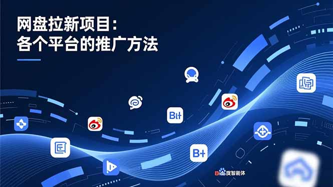 网盘拉新项目：各个平台的推广方法，公众号、截留玩法，微博，B站，百度智能体-选优云网创