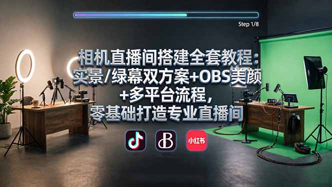 相机直播间搭建全套教程:实景/绿幕双方案+OBS美颜+多平台流程,零基础打造专业直播间-选优云网创
