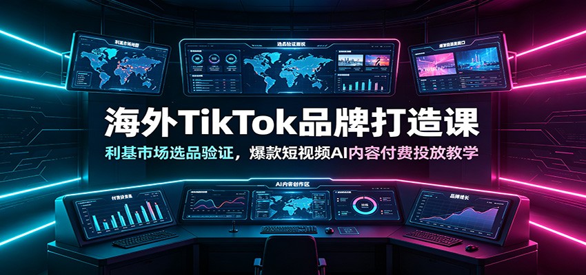 海外TikTok品牌打造课：利基市场选品验证，爆款短视频AI内容付费投放教学-选优云网创