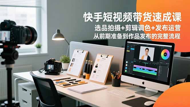 快手短视频带货速成课，选品拍摄+剪辑调色+发布运营，从前期准备到作品发布的完整流程-选优云网创