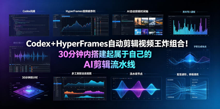 Codex＋HyperFrames自动剪辑视频王炸组合！30分钟内搭建起属于自己的AI剪辑流水线(完整版实操教程手册)-选优云网创