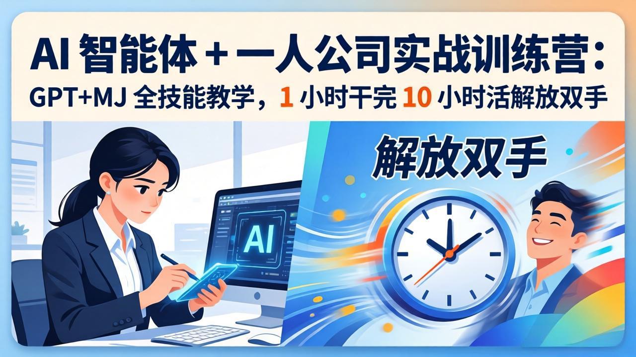AI 智能体 + 一人公司实战训练营：GPT+MJ 全技能教学，1 小时干完 10 小时活解放双手-选优云网创