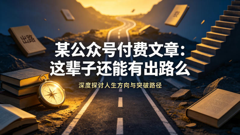 某公众号付费文章：这辈子还能有出路么-选优云网创