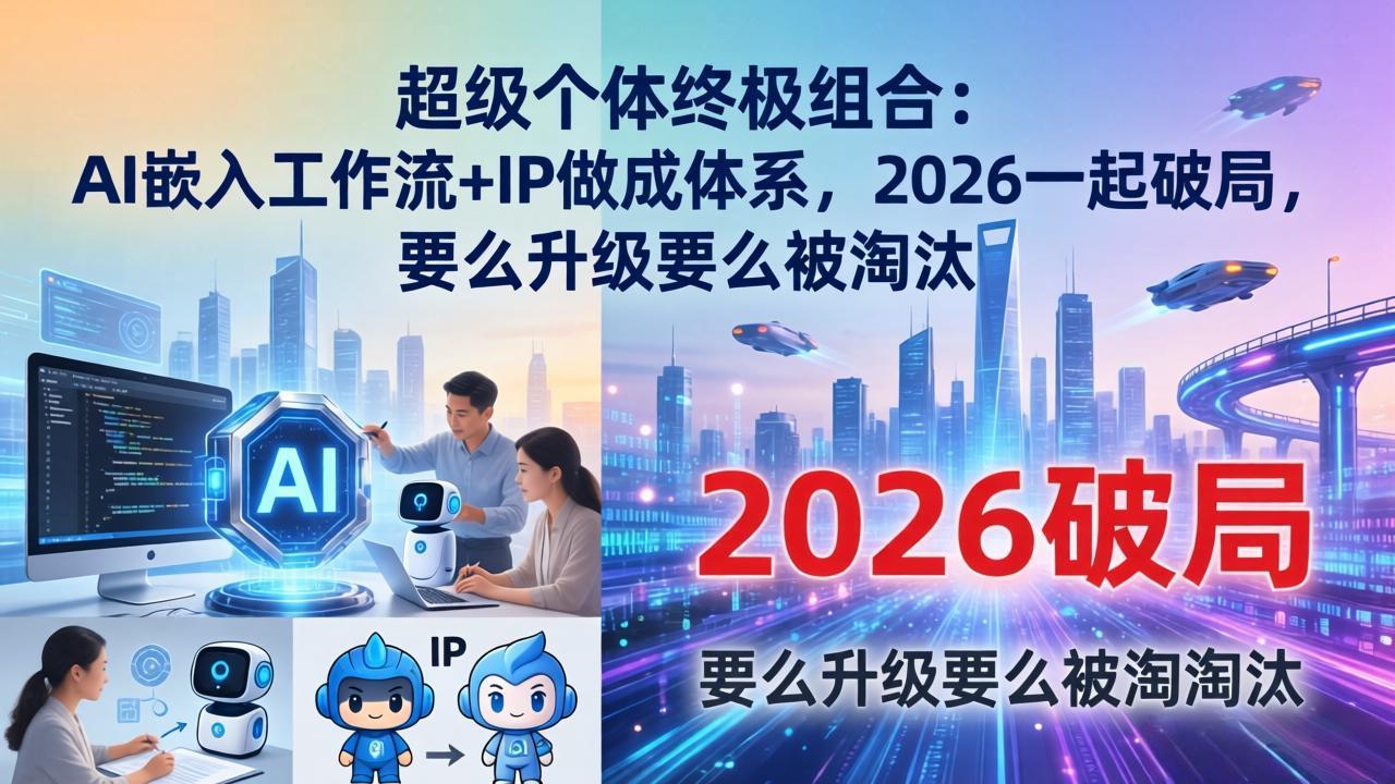 超级个体终极组合：AI嵌入工作流+IP做成体系，2026一起破局，要么升级要么被淘汰-选优云网创