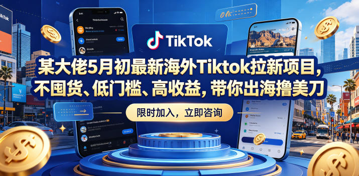 某大佬5月初最新海外Tiktok拉新项目，不囤货、低门槛、高收益，带你出海撸美刀-选优云网创