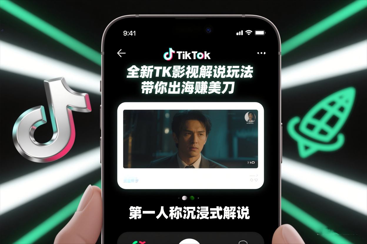 TikTok第一人称影视解说教学，全新TK影视解说玩法，带你出海賺美刀-选优云网创