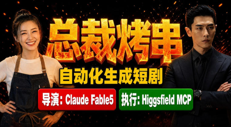 Claude Fable5担任导演+Higgsfield MCP落地执行|《总裁烤串》真人质感短剧全自动AI生成全流程教学-选优云网创