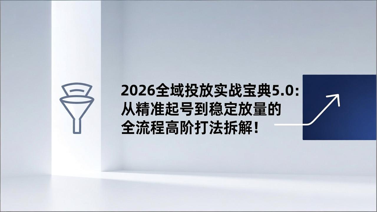2026全域投放实战宝典5.0：从精准起号到稳定放量的全流程高阶打法拆解！-选优云网创