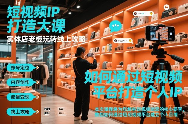 短视频ip打造大课，实体店老板玩转线上攻略-选优云网创