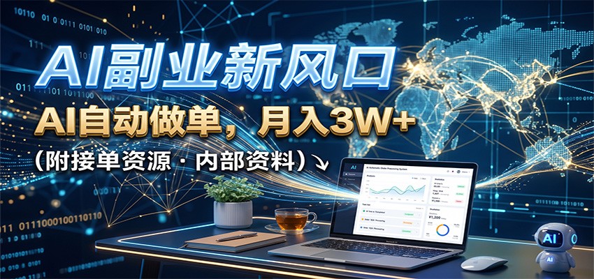 AI副业新风口，AI自动做单，月入3W+，附接单资源-选优云网创