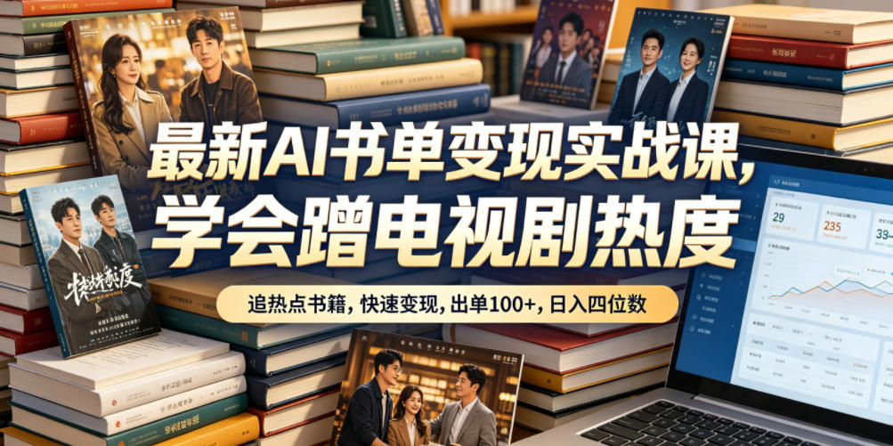 最新AI书单变现实战课，学会蹭电视剧热度，追热点书籍，快速变现，出单100+，日入四位数-选优云网创