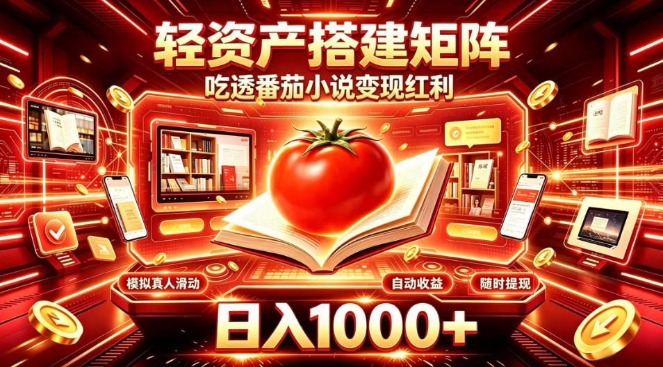 轻资产搭建矩阵，吃透番茄小说变现红利，日入1000+，支持无限矩阵放大【揭秘】-选优云网创