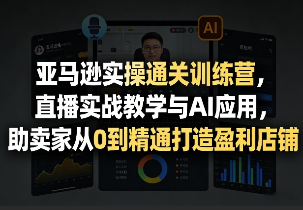 亚马逊实操通关训练营，直播实战教学与AI应用，助卖家从0到精通打造盈利店铺(更新5月23日)-选优云网创