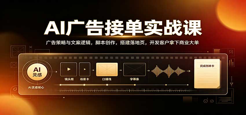 AI广告接单实战：广告策略与文案逻辑，脚本创作，搭建落地页，开发客户拿下商业大单-选优云网创
