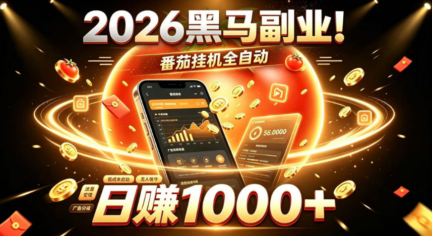 2026黑马副业！番茄挂G全自动日入1000+，操作最简单、门槛最低的线上轻资产项目【揭秘】-选优云网创