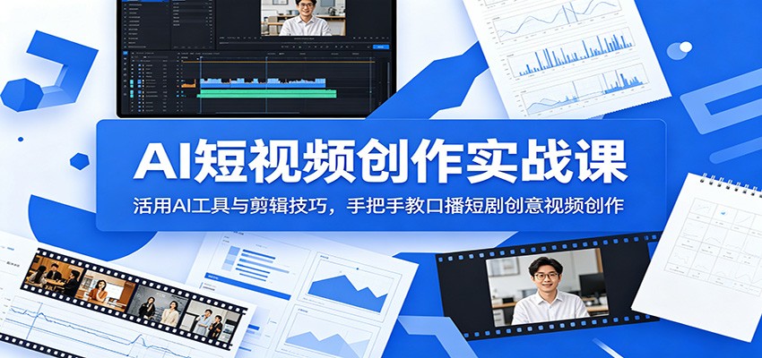 AI短视频创作实战课：活用AI工具与剪辑技巧，手把手教口播短剧创意视频创作-选优云网创