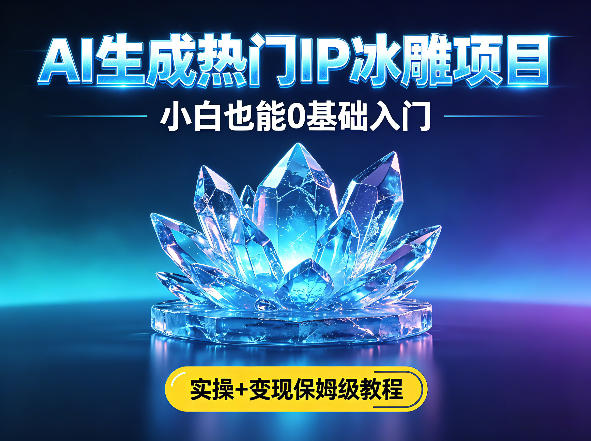 AI生成热门ip冰雕项目，小白也能0基础入门，实操+变现保姆级教程-选优云网创
