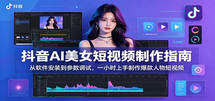 抖音AI美女短视频制作指南：从软件安装到参数调试，一小时上手制作爆款人物短视频-选优云网创