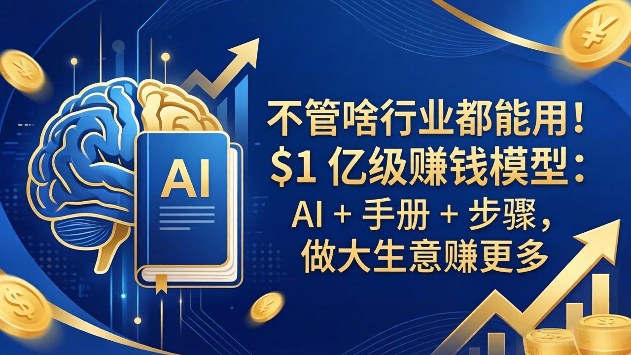 不管啥行业都能用！$1 亿级赚钱模型：AI + 手册 + 步骤，做大生意赚更多-选优云网创